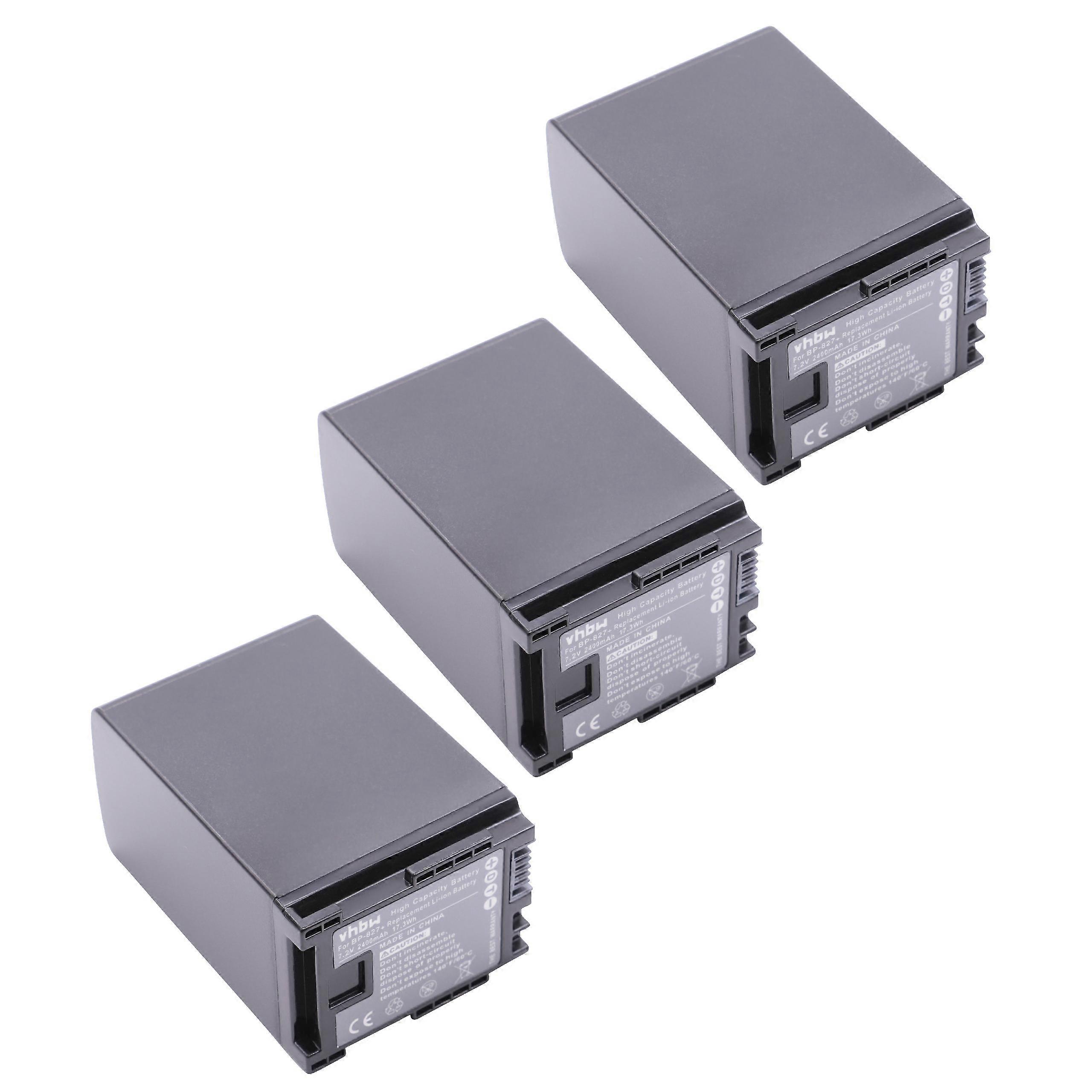 vhbw 3x battery compatible with Canon Vixia HF200, HF G30, HF G20, HF G10, HF21, HF11, HF20 video camera camcorder (2400 mAh, 7.2 V, Li-Ion) + info chip