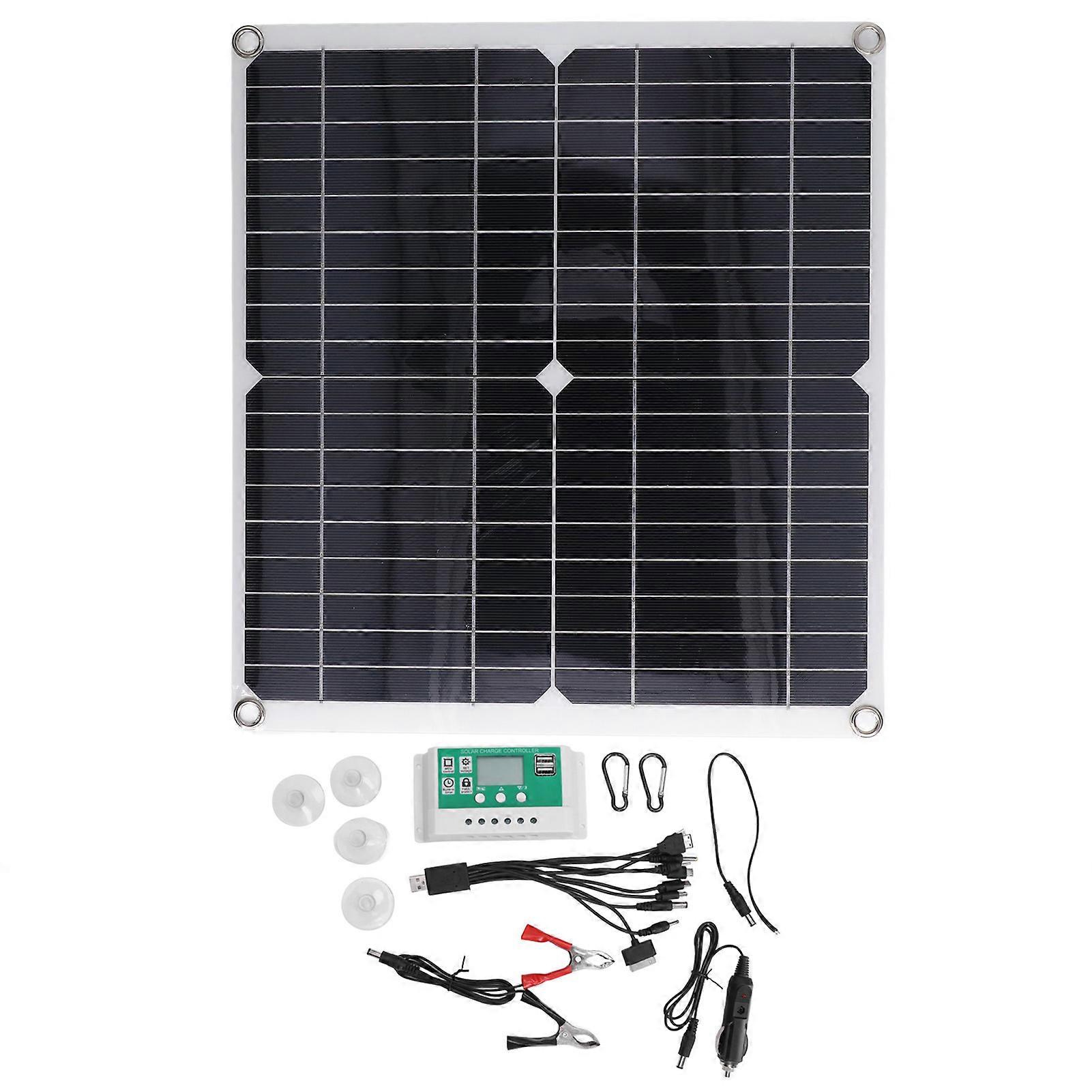 Solar Panel Kit Mono Intelligent Protection Flexible Solar Panel with 100A Controller for Off Grid System 25W 15V