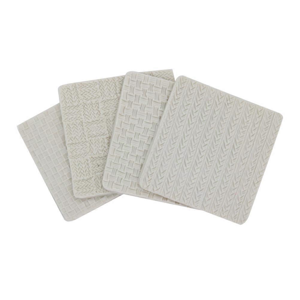 4PCS Weave Knitting Silicone Mold Crochet Texture Embossed Design Cake Candy Chocolate Fondant Soap Moulds Kitchen Baking Tools (Grey)