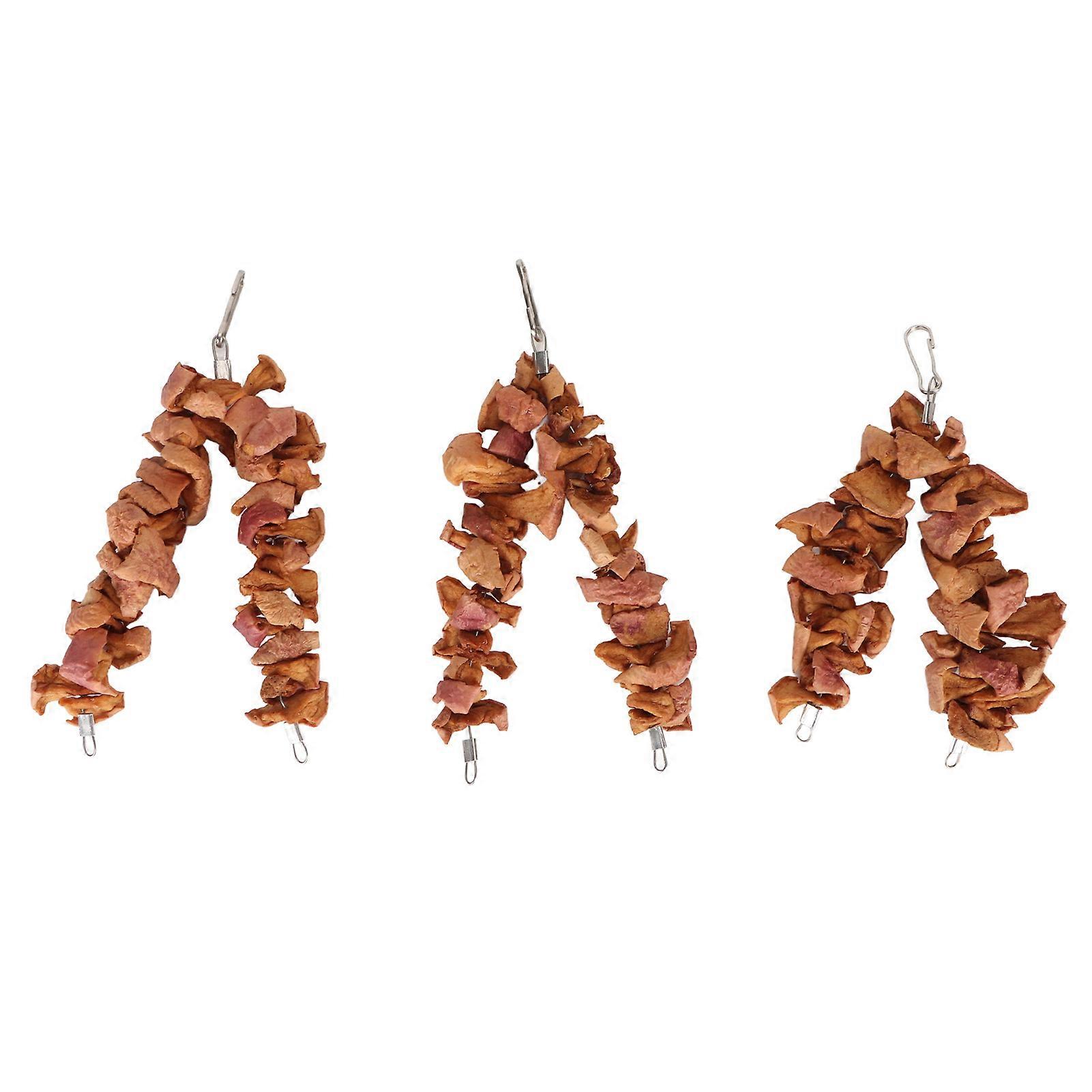 3pcs Guinea Pig Dried Apple Treats String Prevent Constipation Rich Nutrition Dried Apple Slices Chew Toys for Rabbits Short
