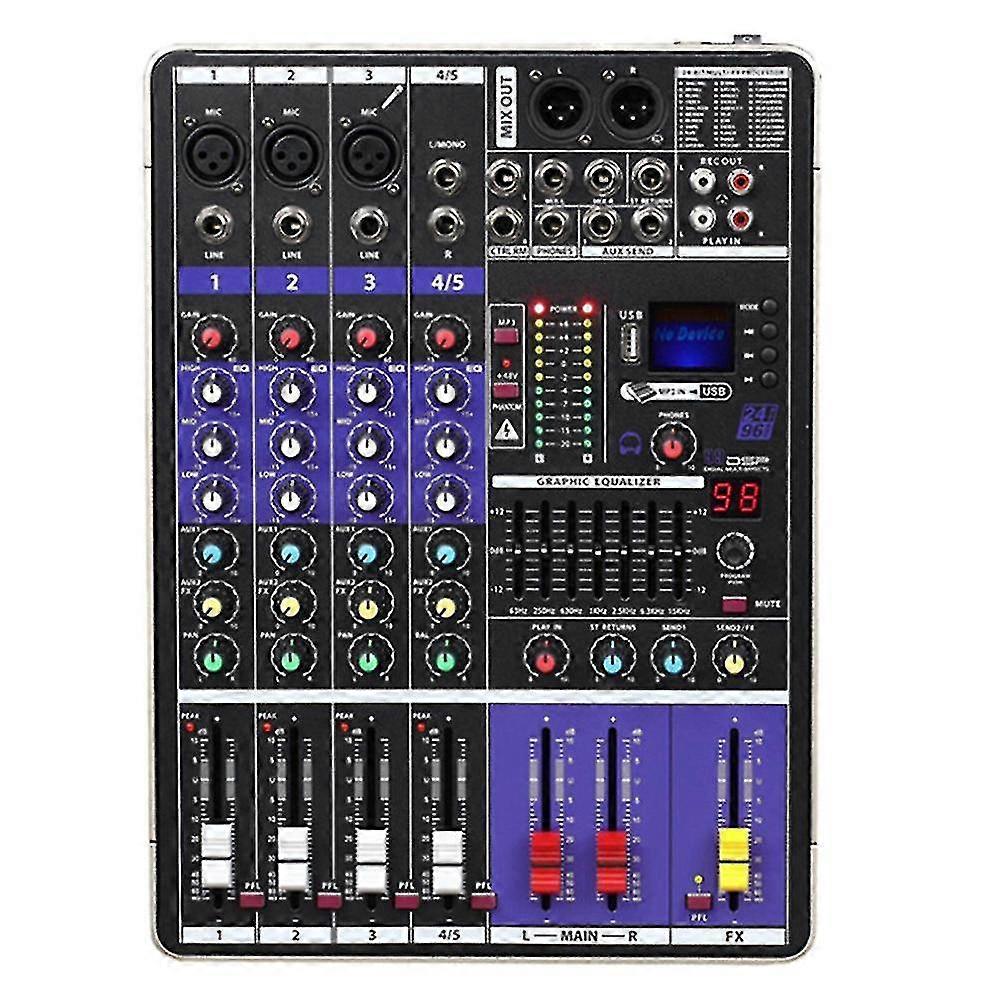 4 Channel Bluetooth 99 Effect Mixer Lcd Screen Small Mixer Us Plug