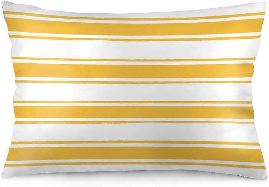 أكياس وسائد الملك المخططة باللونين الأصفر والأبيض 20x36 بوصة خطوط بيضاء صفراء نمط مطبوعة وسادة كيس لينة قطني رمي وسادة أغطية لأريكة السرير Cou