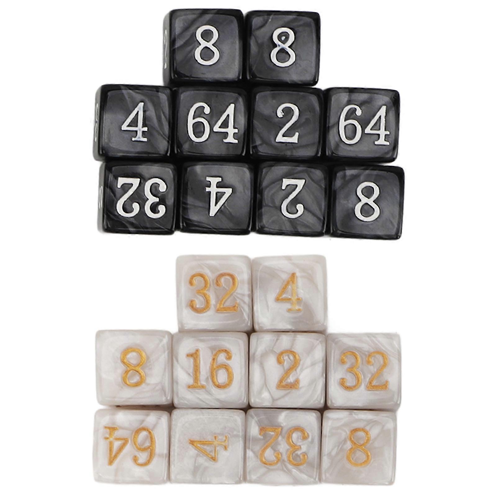 20pcs Numbered Dice Square Corner Multiple Of 2 Number Pearl White Black Plastic Dice For Board Games Math Games Education