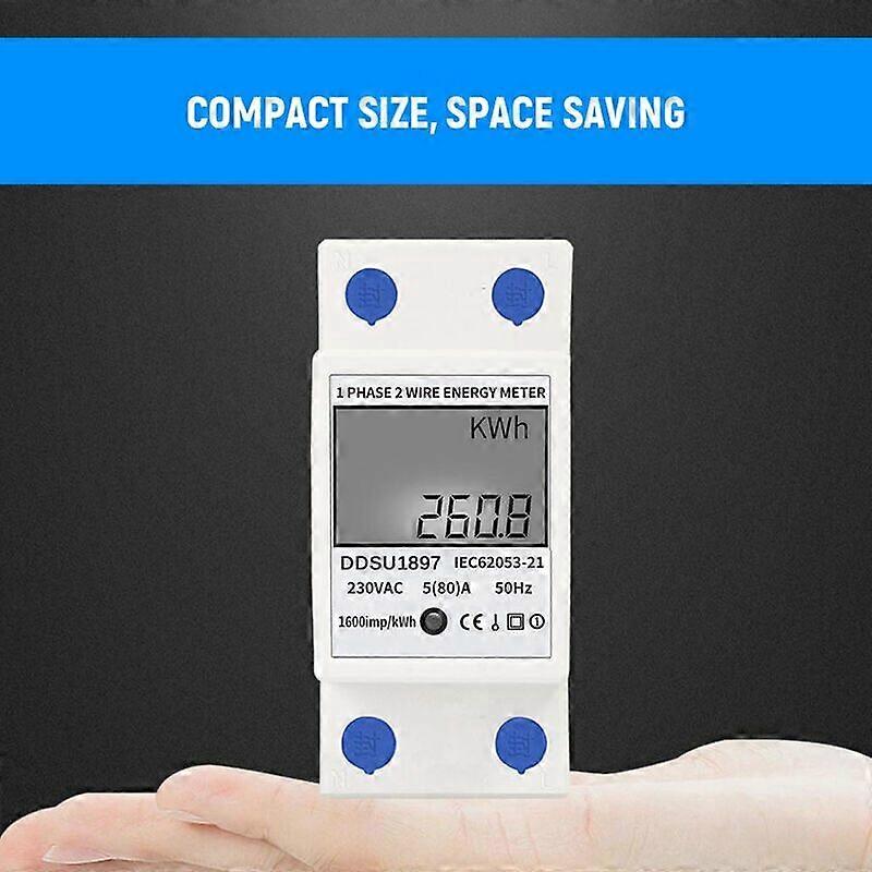 Digital electricity meter Single-phase electricity meter on DIN rail Single-phase multifunction electricity meter with two wires, without backlight, w