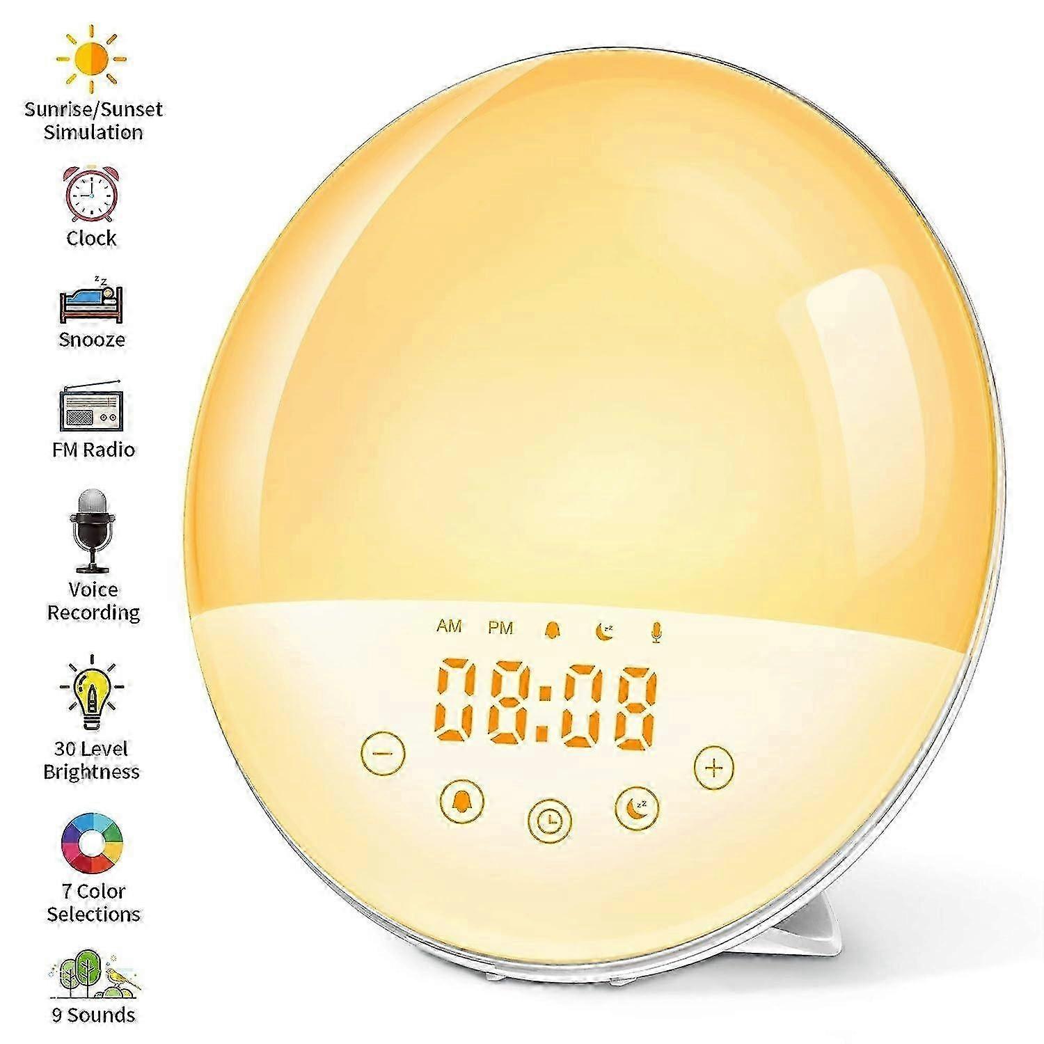 Night light, children's lighting Bright alarm clock with recording function Daylight alarm clock wit