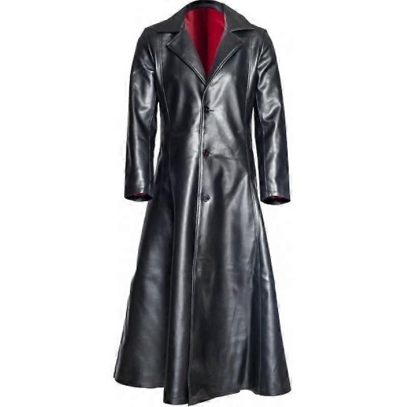 Herren Revers Gothic Punk Schwarz Langmantel Winter Leder Lange Jacke Goth Vampire Mantel Dark Knight Cool Cape Coat