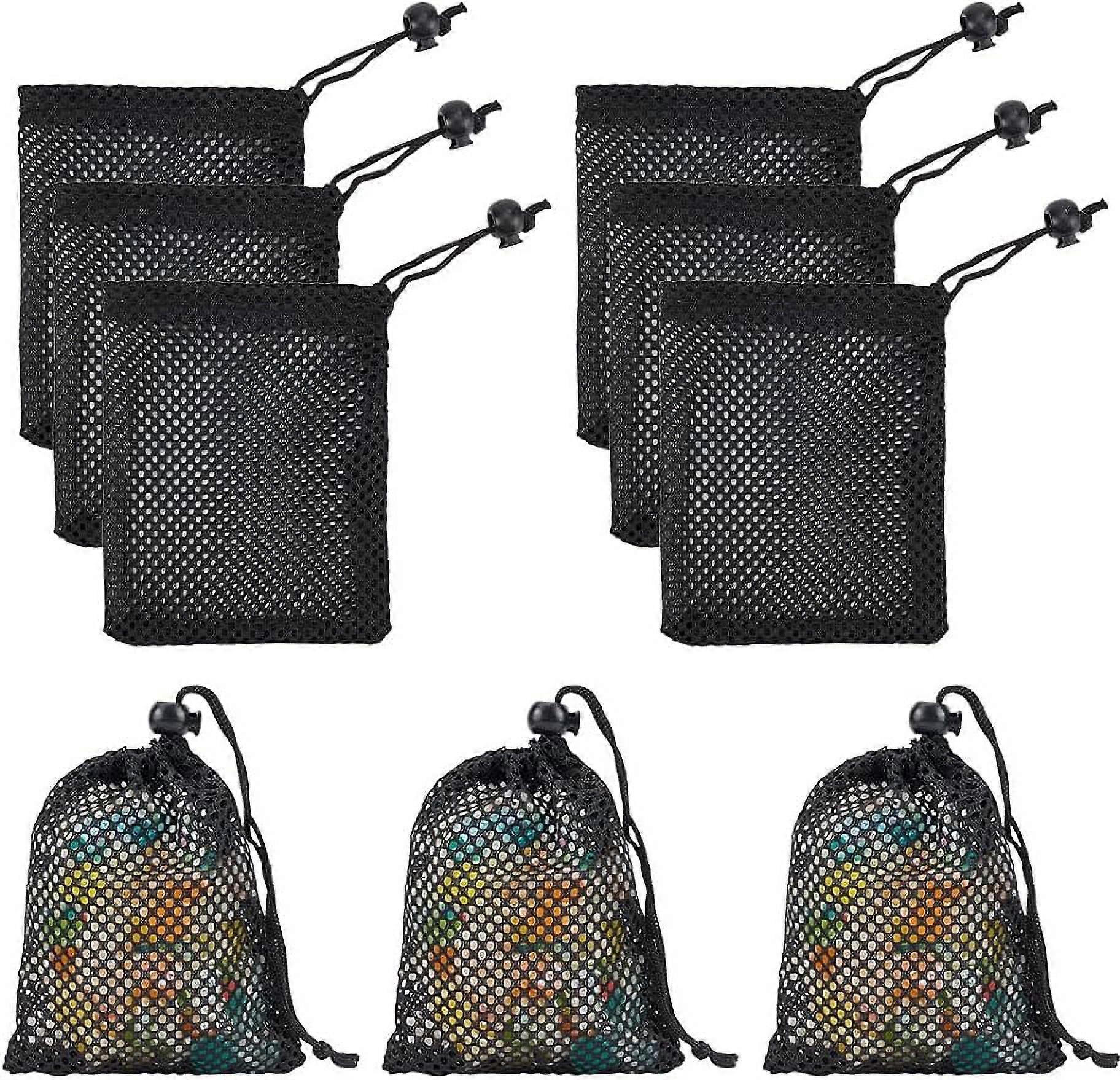 40Pcs Polyester Mesh Drawstring Storage Bags Mesh Drawstring Pouches with Cord Lock Portable Storage Bags for Balls Sports Storage Outdoor Activities
