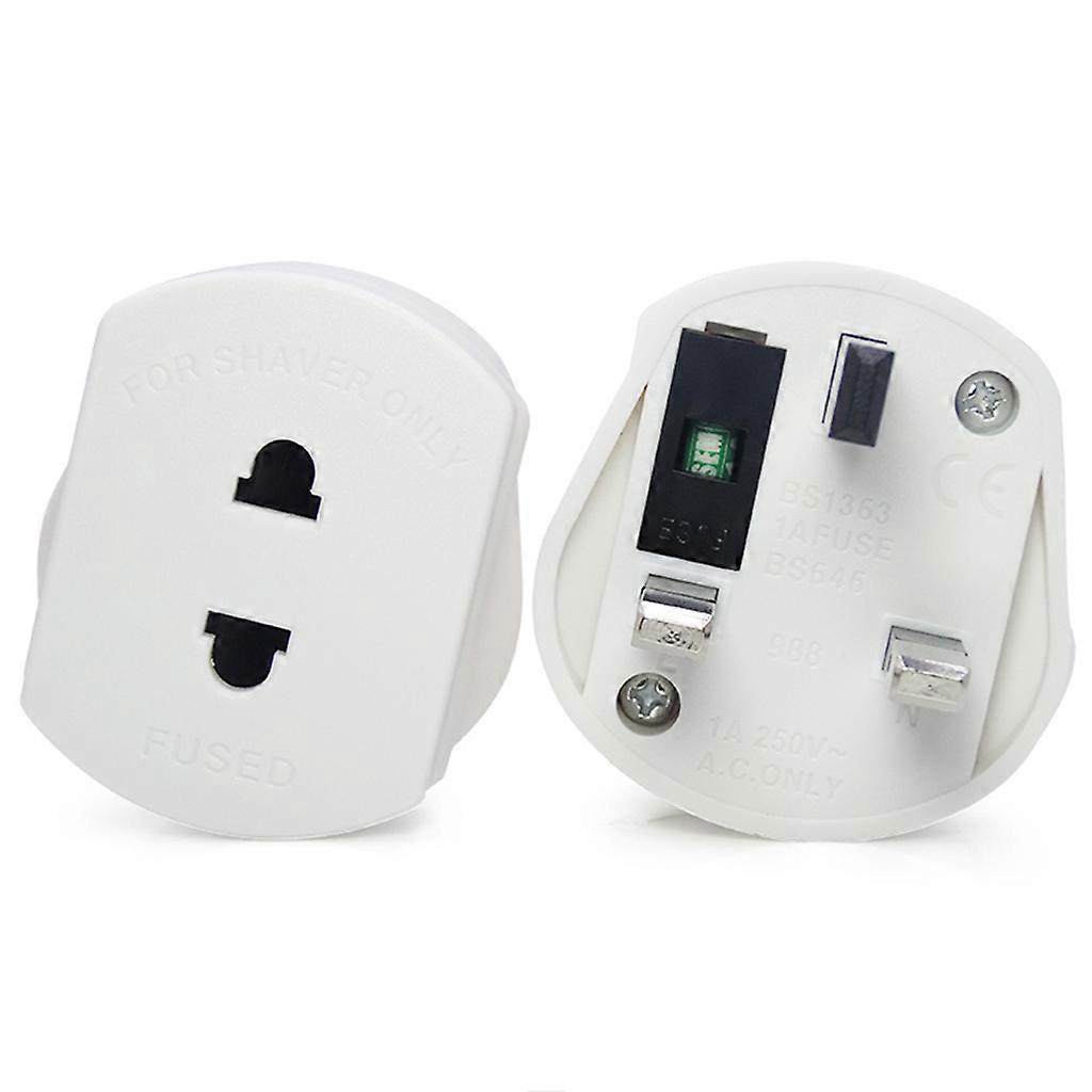 UK 2-Pin To 3-Pin Shaver Adapter Plug – Convert European Euro EU To UK Socket – Sellertree