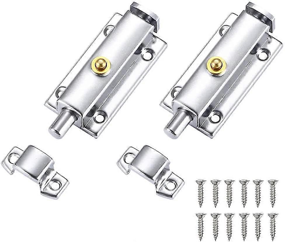 2個のステンレス鋼のドアラッチドアラッチドアラッチ+ 12ネジセルフロックキャッチラッチゲートセキュリティラッチロックノブインテリアドアクローゼットの勝利