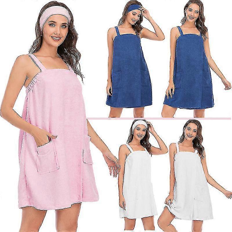 Mulheres banho / chuveiro envoltório vestido de toalha com alças fechamento ajustável leve joelho comprimento do corpo wraps