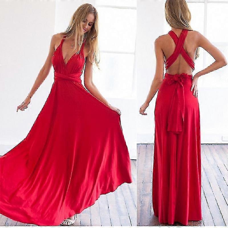 Seksi Kadınlar Çok Sarma Cabrio Boho Maxi Club Kırmızı Elbise Bandaj Uzun Elbise Parti Nedimeler Sonsuz Bornoz Longue Femme