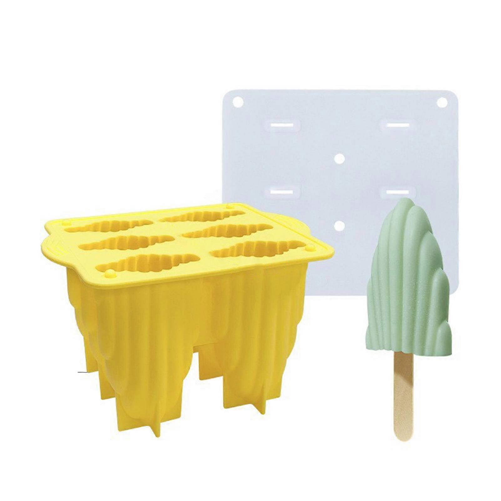 Spiral Ice Popsicle Bar Silicone Mould Flexible Easy Release Ice Mould With Lid For Summer 6-grid