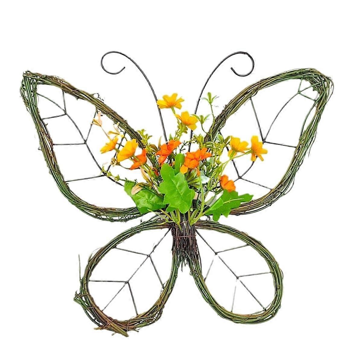 Spring Door Wreath Farmhouse Butterfly Shaped Wreath with Spring Artificial Wreaths for Front Door Window Home Decor
