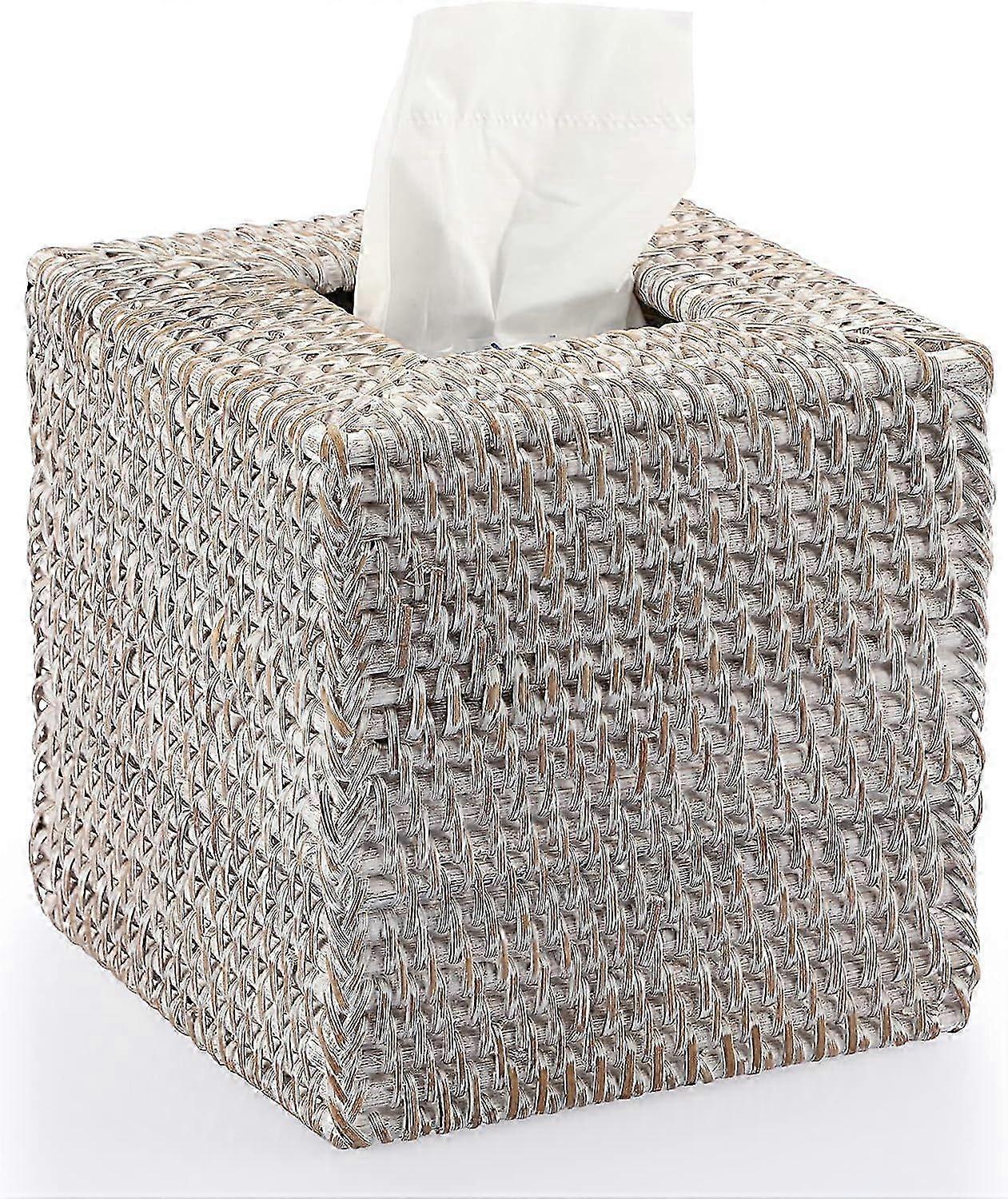 Rattan Square Tissue Cover Holder Decoration Tissue Organizer Box Cube Tissue Paper Holder