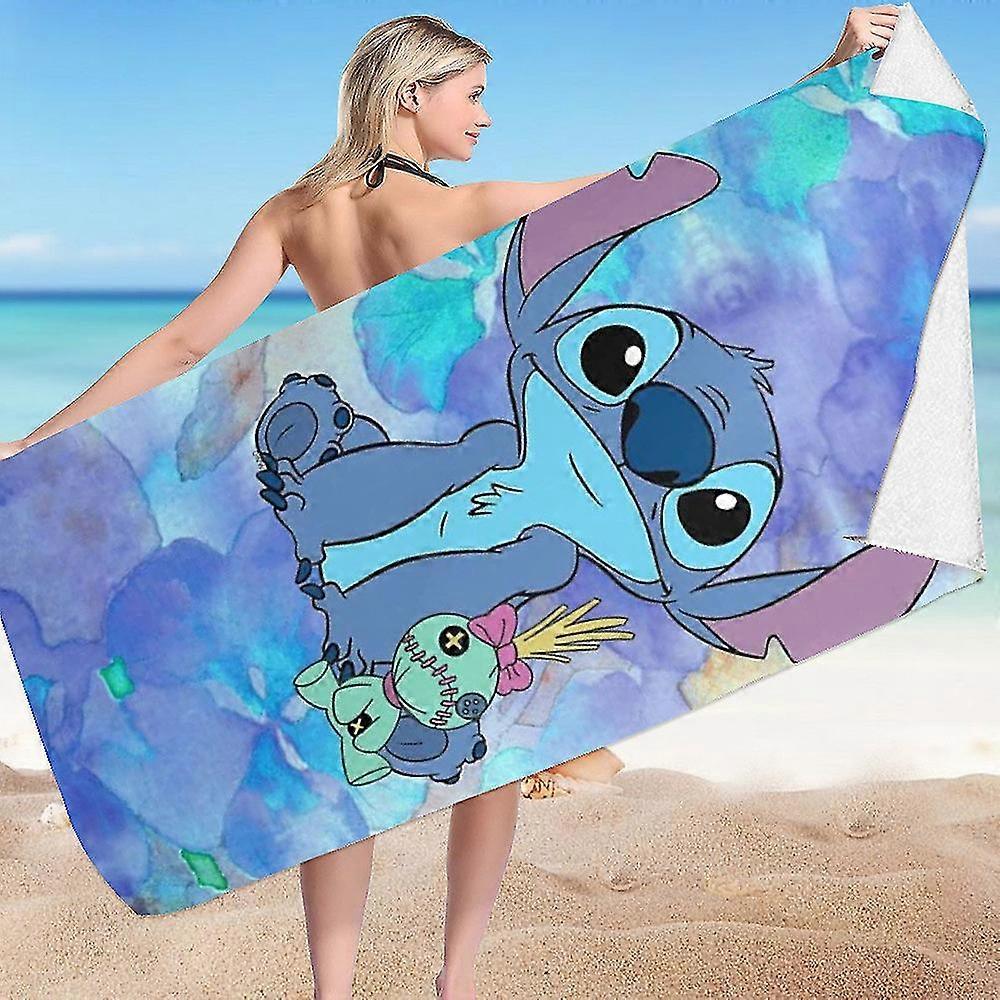 Stitch Cartoon Serviette de bain Serviettes de bain de plage Couverture Confortable Microfibre douce Séchage rapide 70x150cm -NMAOV