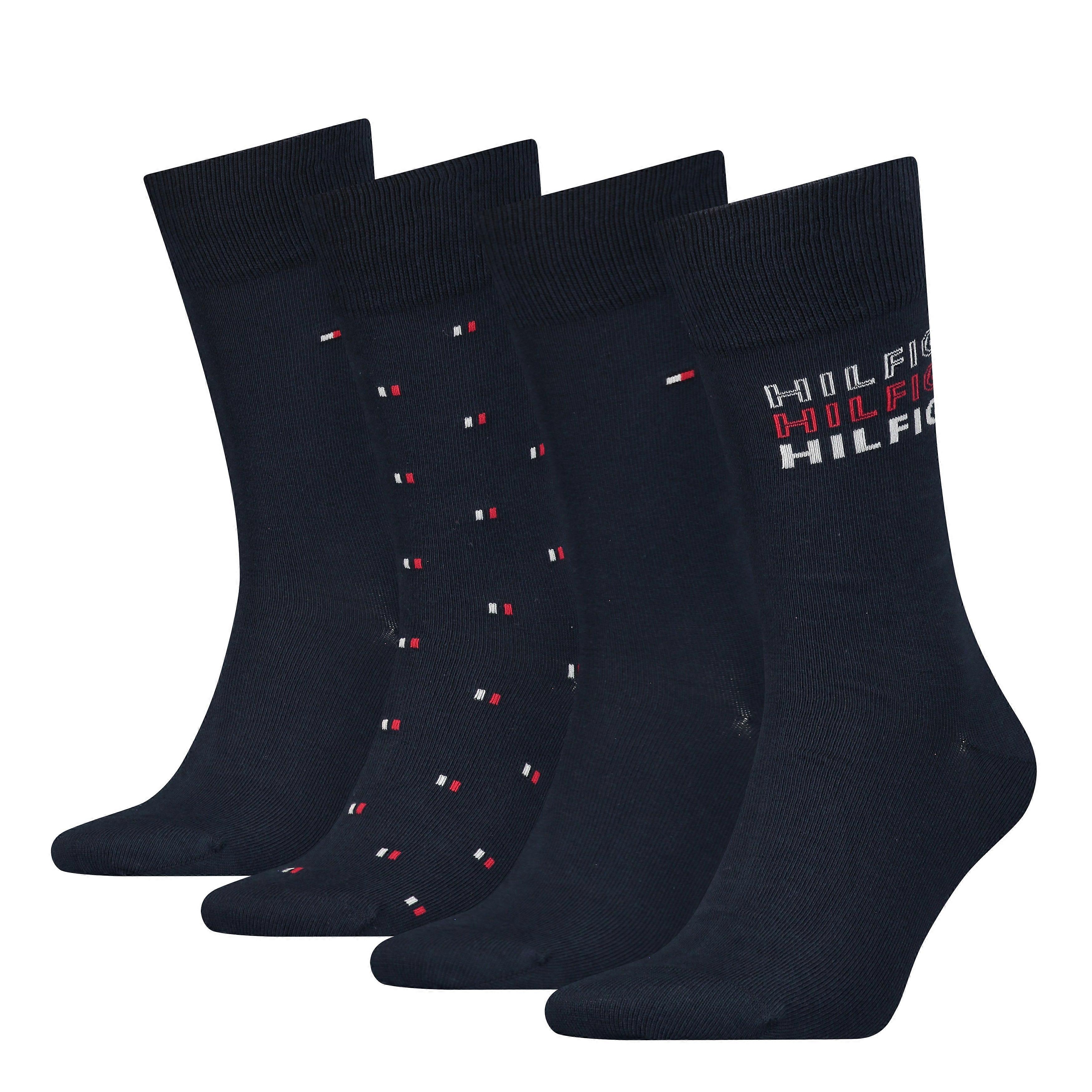 Tommy Hilfiger Men 4 Pack Tin Gift Box Crew Socks (navy)