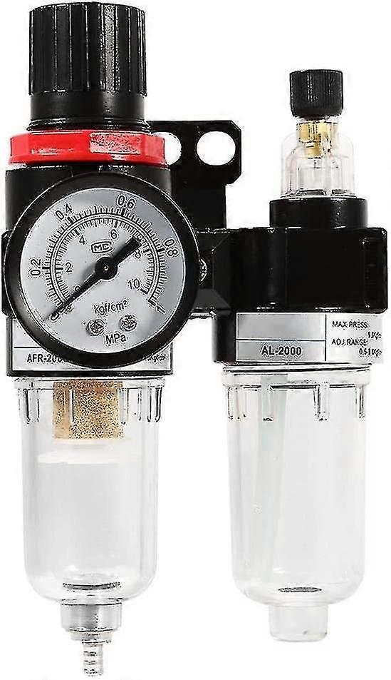 Air Filter Regulator Lubricator, Air Compressor Water Trap 1/4" Inline Air Pressure Regulator Water Pressure Moisture Trap Air Regulator Oil Separator