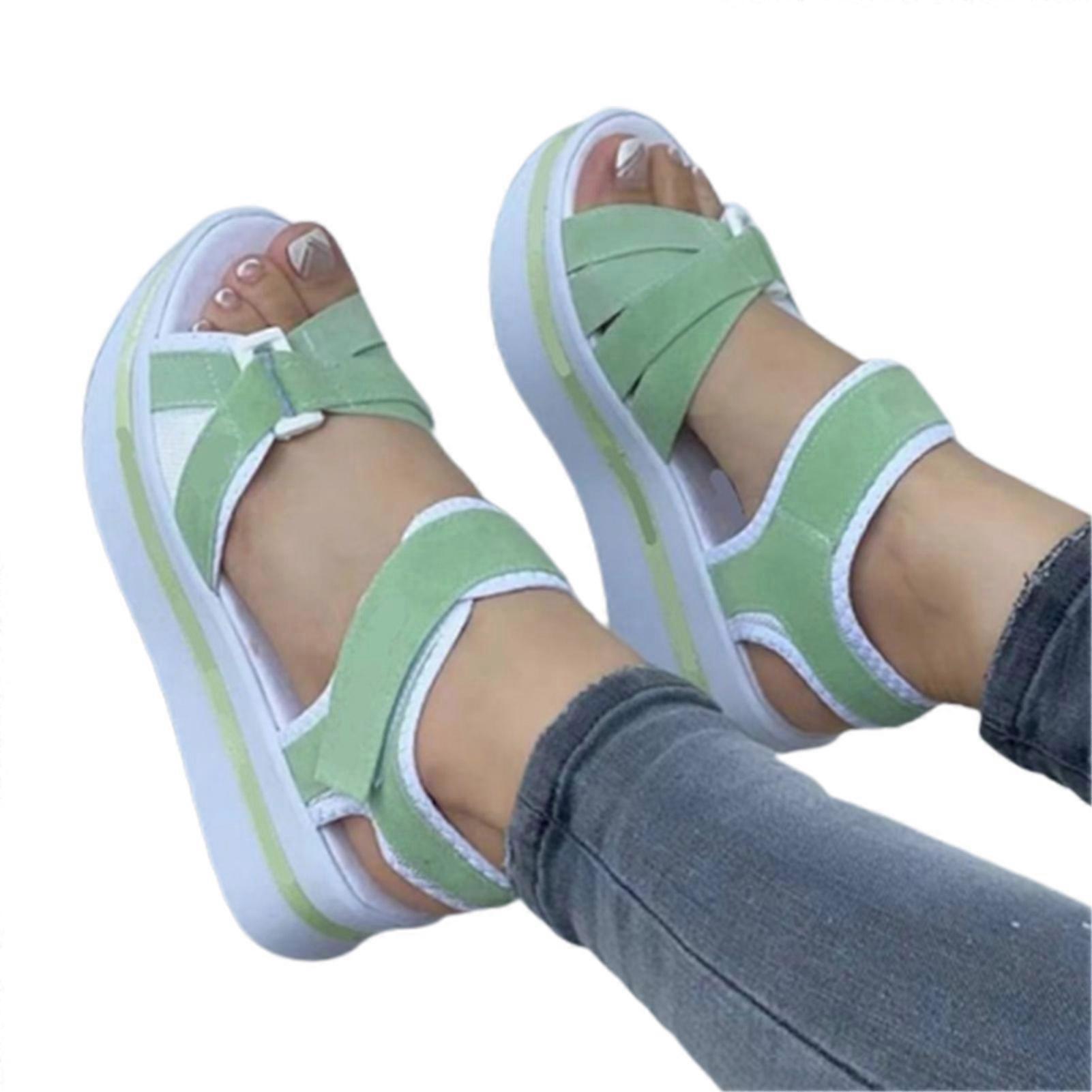 Nainen ulkotossut pyöreä pää avoin varvassandaalit rantakengät päivittäisiin ostoksiin treffit kävely