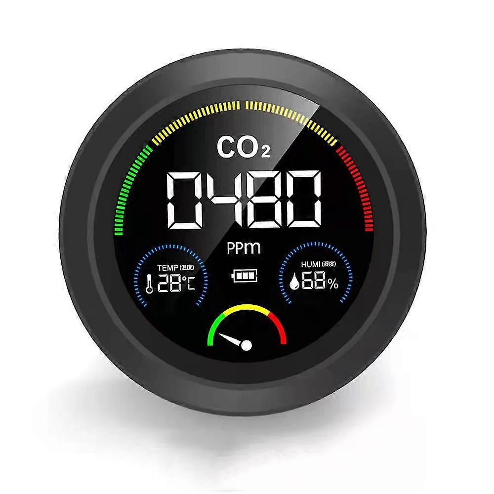 Round Ndir Co2 Meter Portable Air Quality Monitor Desktop Multi Gas Detector Indoor Air Analyzer Co2 Monitor