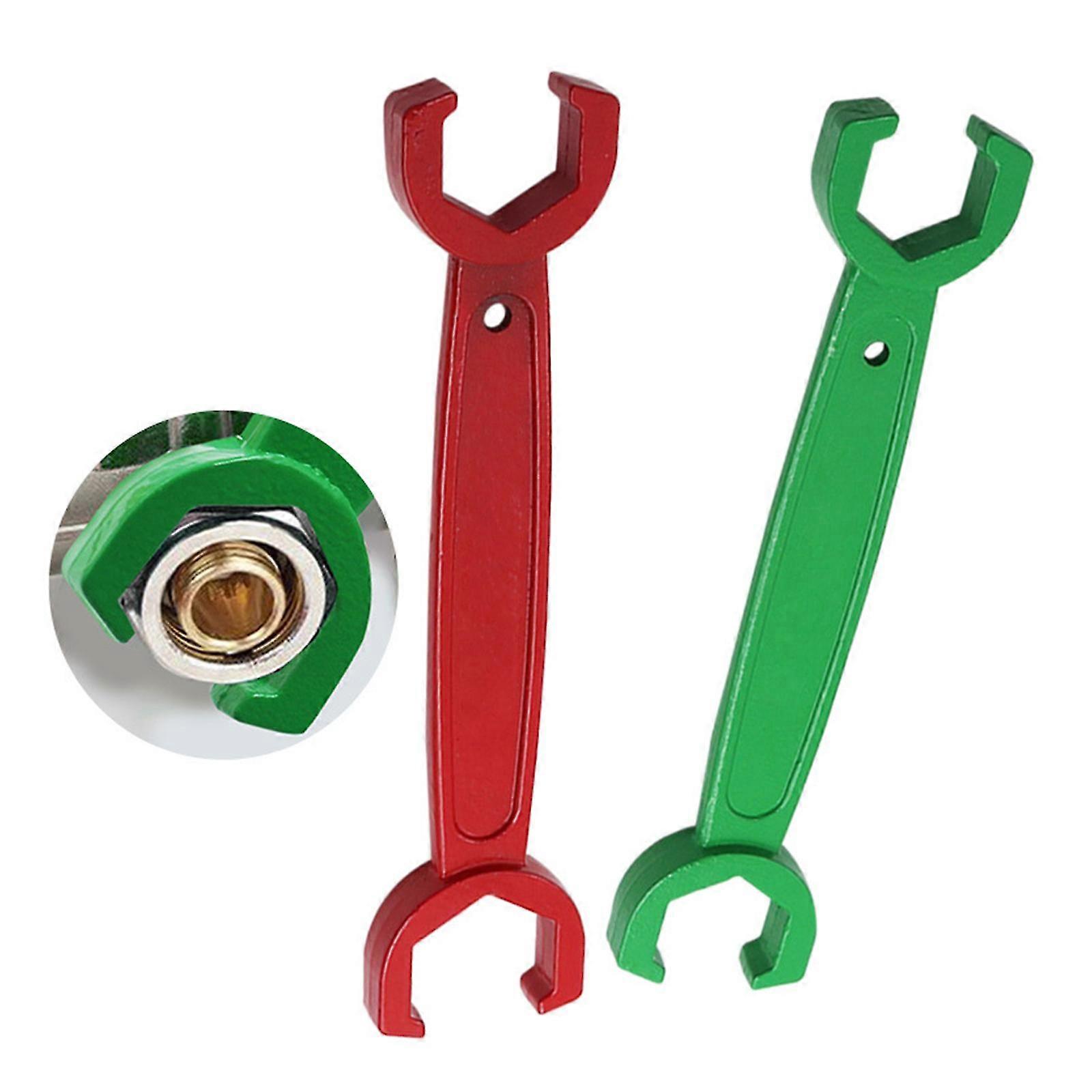 4 Points Faucet Wrench Plumbing Spanner Steel Key Maintenance With Red Sides - Home Tools