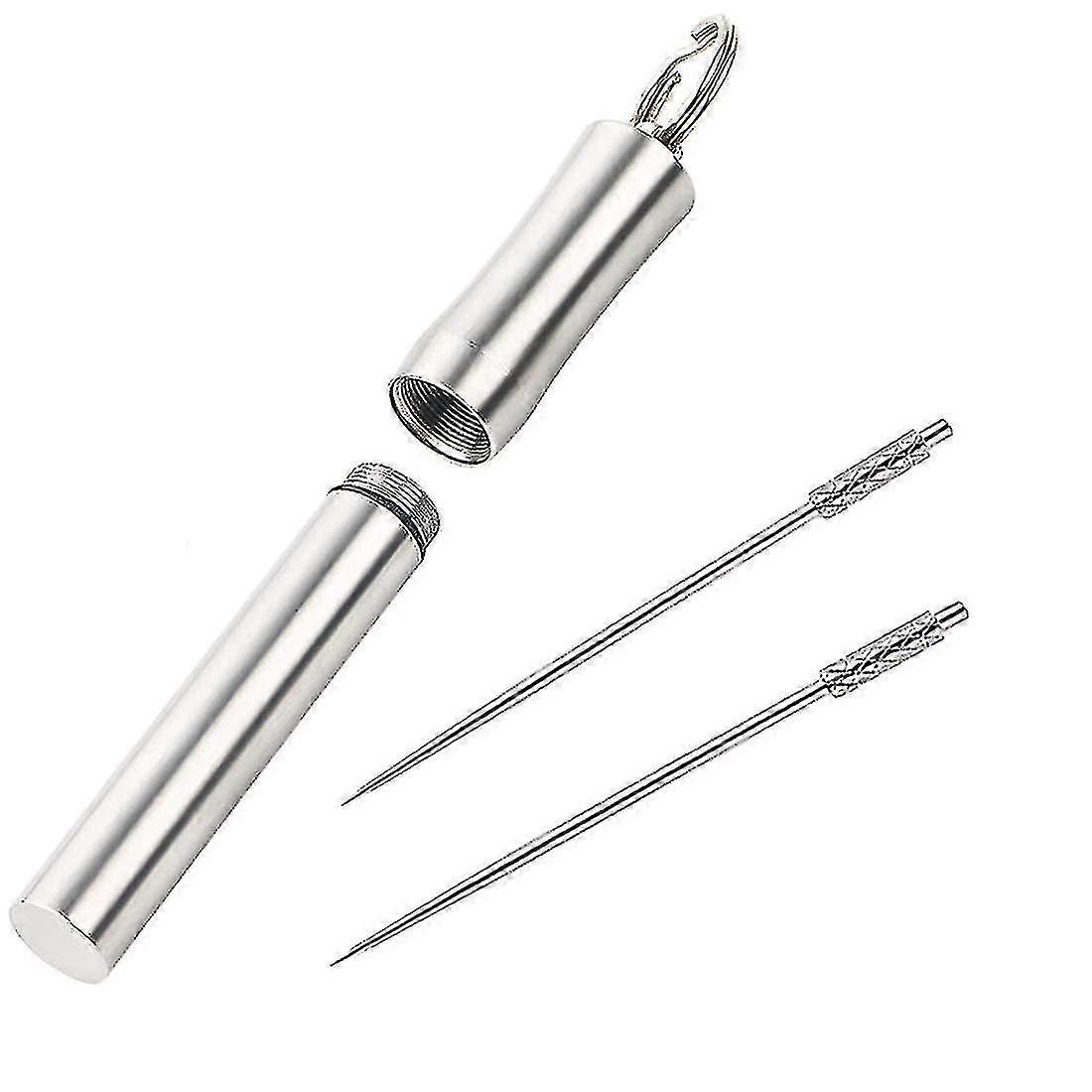 حامل المسواك مع 2 قطعة مسواك من التيتانيوم ، موزع مسواك محمول من الفولاذ المقاوم للصدأ في الهواء الطلق - Ao