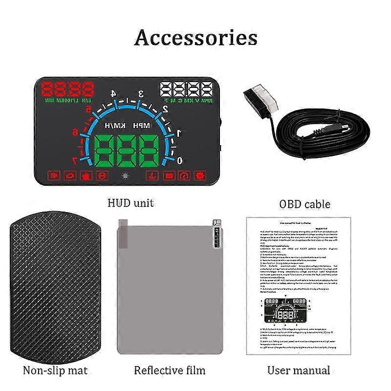 E350 5.8" Screen Hud Car Head Up Display Engine Fault Fuel Alarm Speedometer