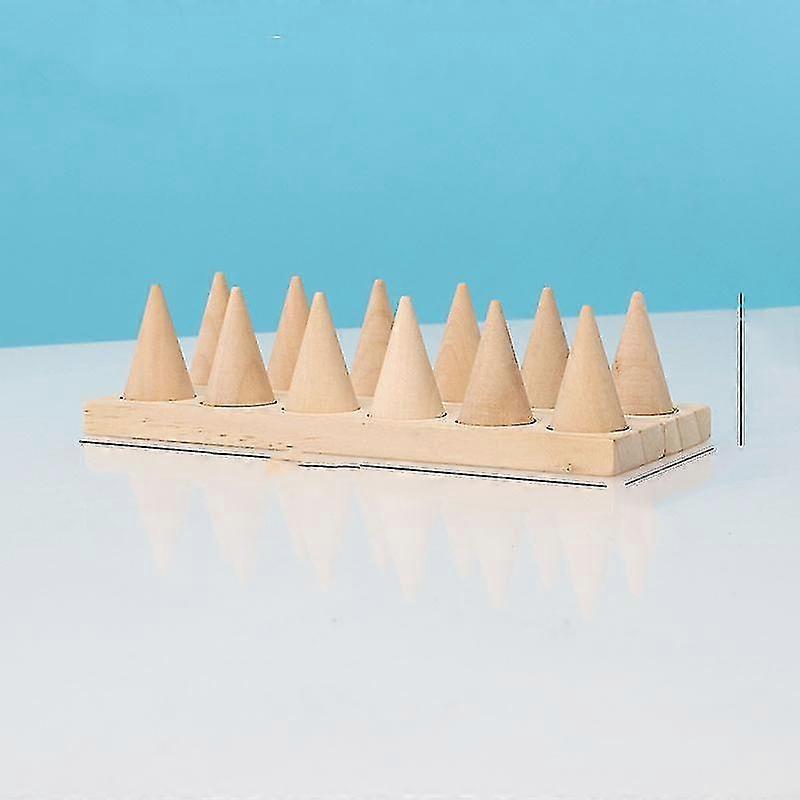 Solid Wood Ring Display Stand Conical Ring Storage Finishing Plate Conical Ring Support Wedding Ring Pair Ring Props Starlight
