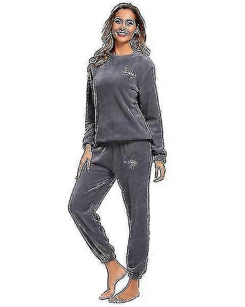 Zimní teplé pyžama Plus Fleece Top Kalhoty s kulatým krkem Měkké pyžama Set