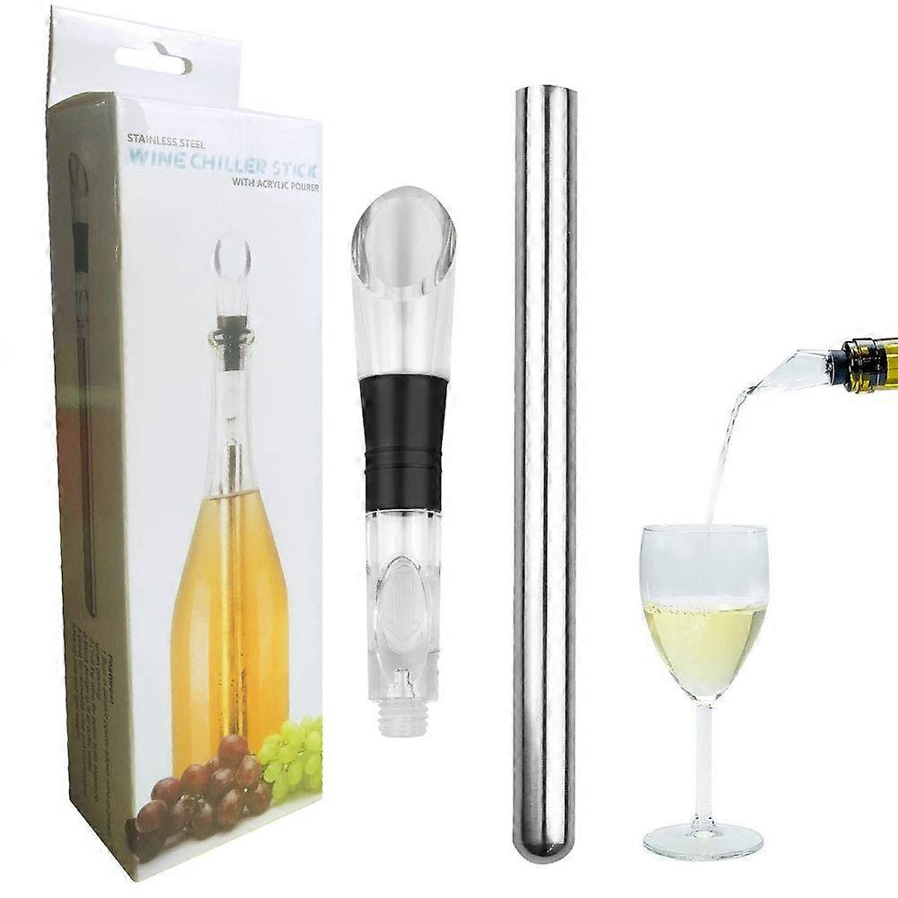 ワインチラースティックステンレススチールワインチルロッド3 in 1ワインボトルクーラースティックワイン冷却ロッドチリングスティック