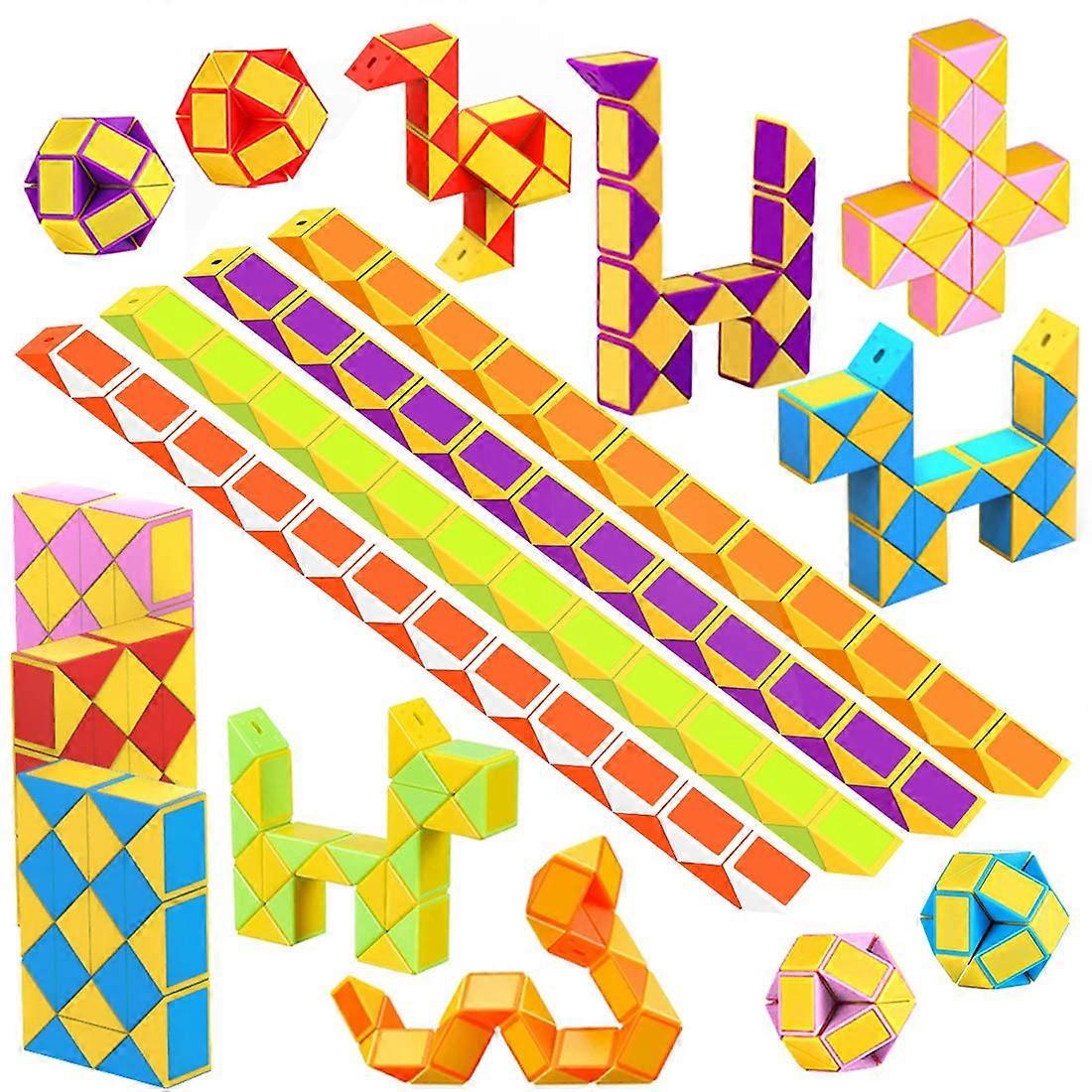 Party Bag Fillers for Kids - 20 Pack 24 Block Magic Snake Cube Fidget Toys, Party Favours Toys for Kids, Party Supplies