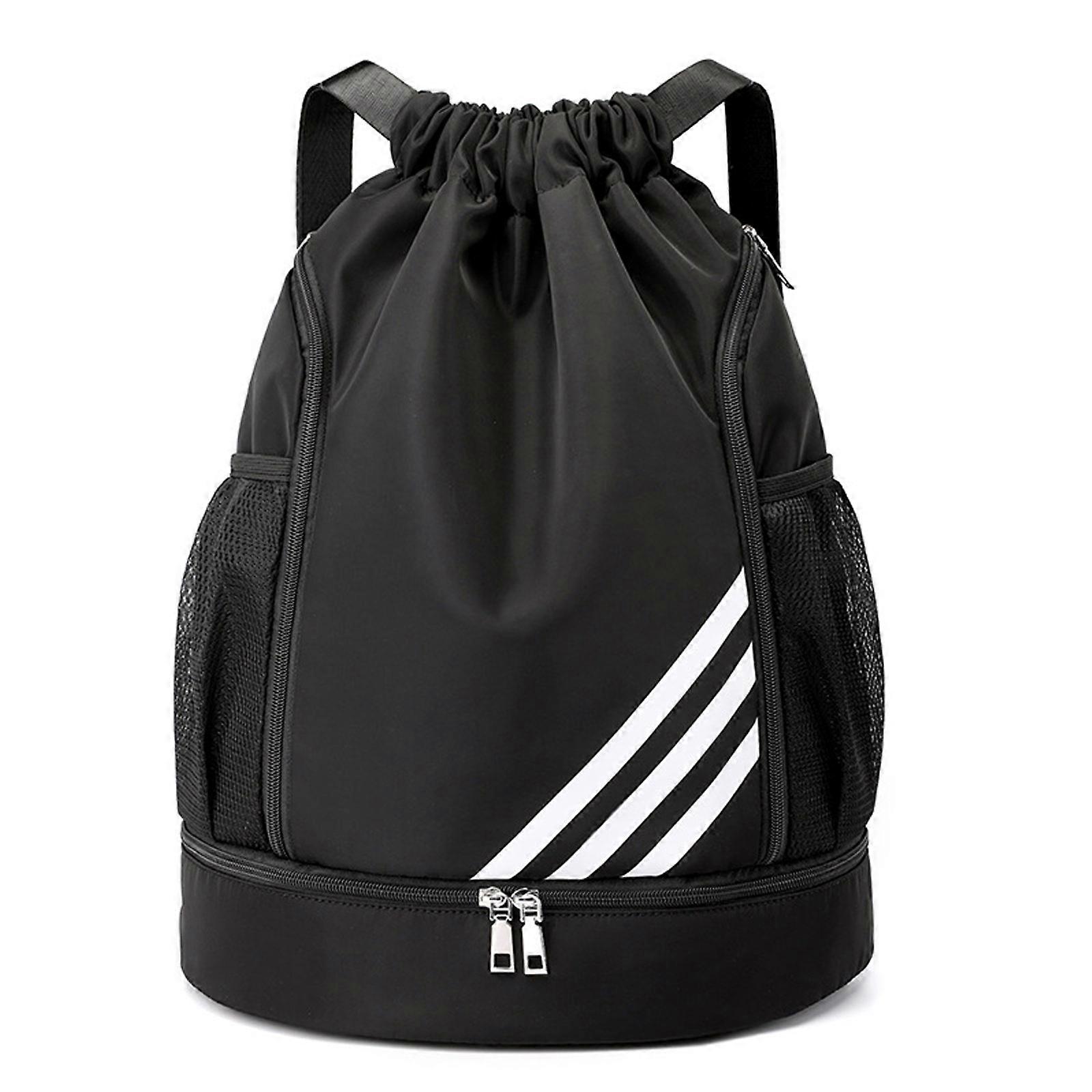 Zaino con coulisse Borsa da palestra sportiva, impermeabile con scomparto per scarpe Nero
