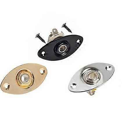 3pcs 1/4" Oval Guitar Input Jack Output Plate Jackplate Socket for Fender Strat Tele, Gold,silver,black