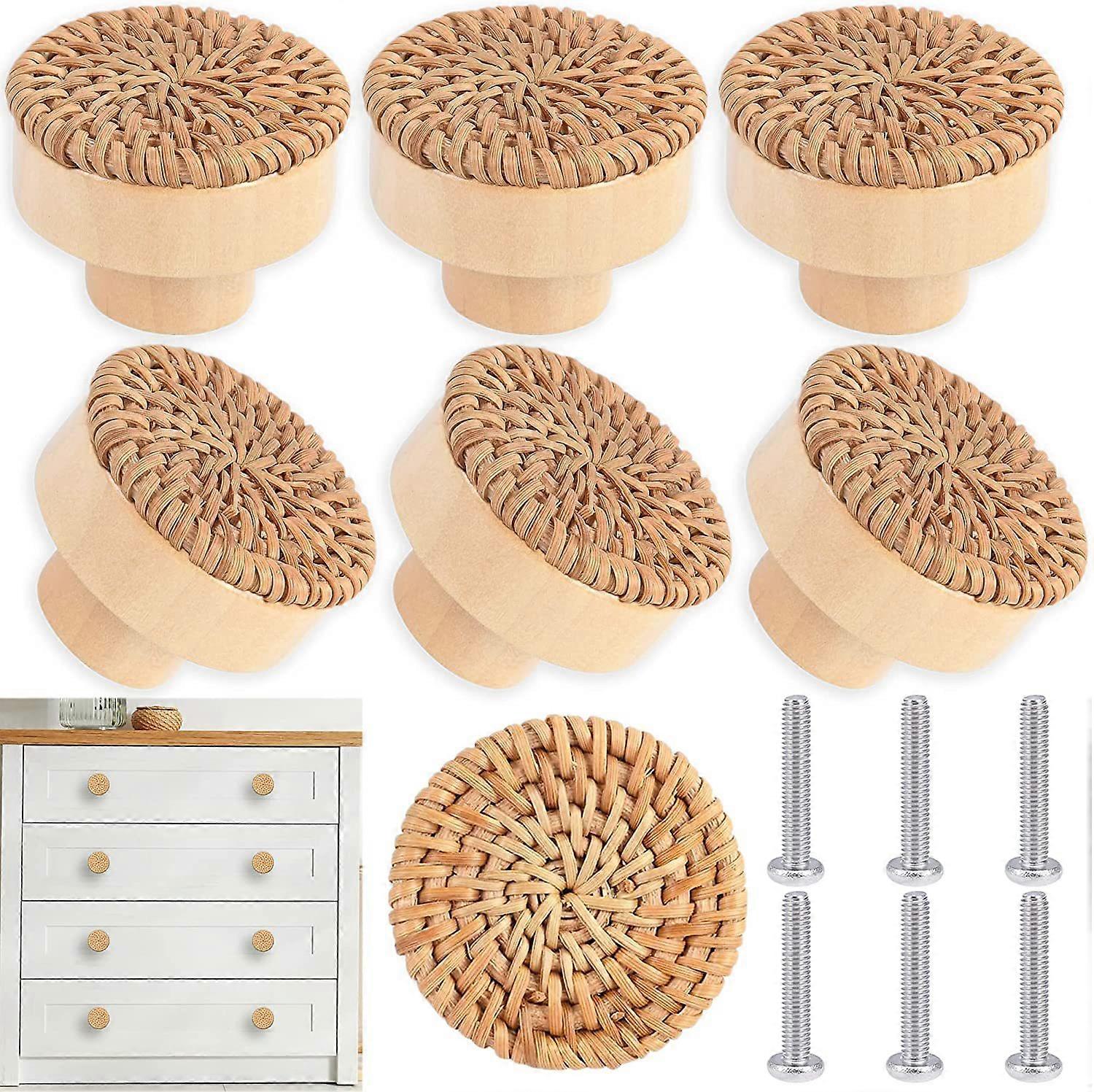 Set Of  Round Rattan Furniture Knobs