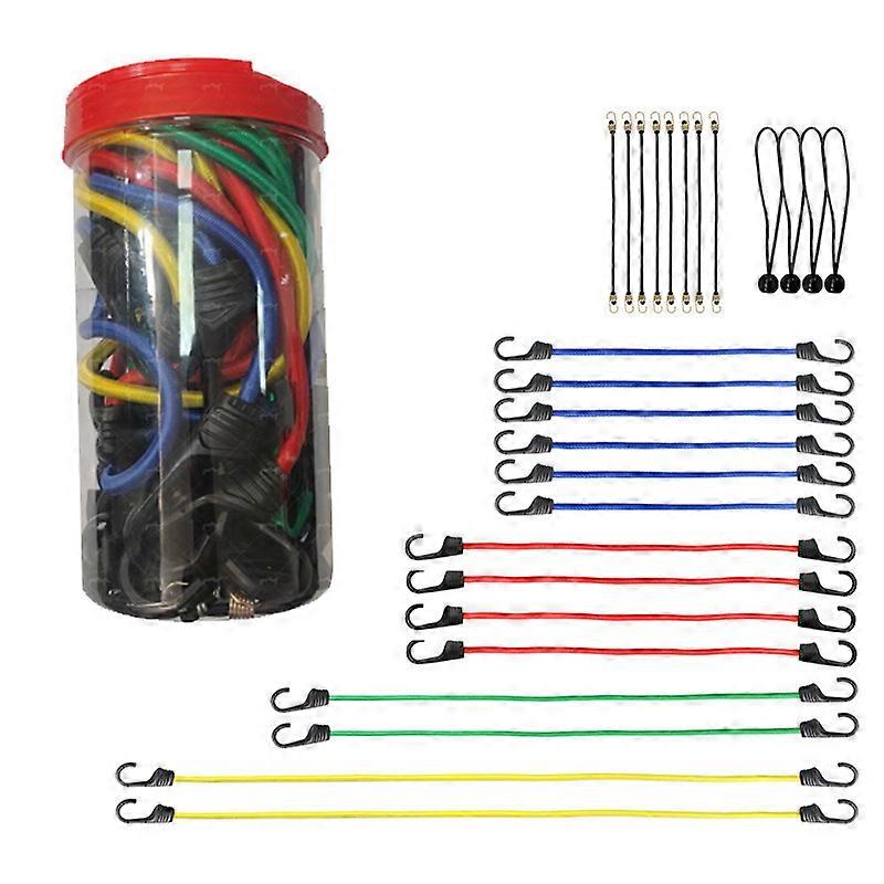 24-Piece Bungee Cords Assortment Jar, Includes,18,24,32,40 Bungee Cords