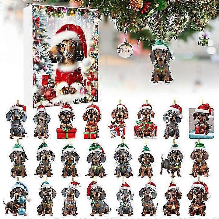 Gonk Advent Calendar 2024 2024 Festival Vacation Advent Calendar 24 Day Christmas Countdown Calendar Dachshund Pendant With Santa Hats 2D Xmas Tree Ch