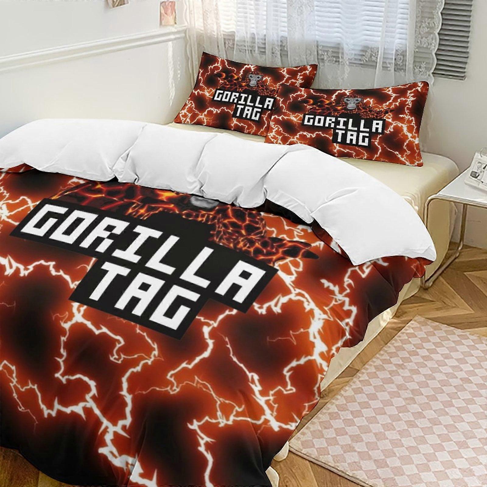 v2124 Bed Sheets Bedding Game Gorilla Tag 3-Piece Bedding Set Soft Warm And Comfortable Bed Set with 1 Duvet Cover And 2 Pillowcases Bed Sheets yuq2