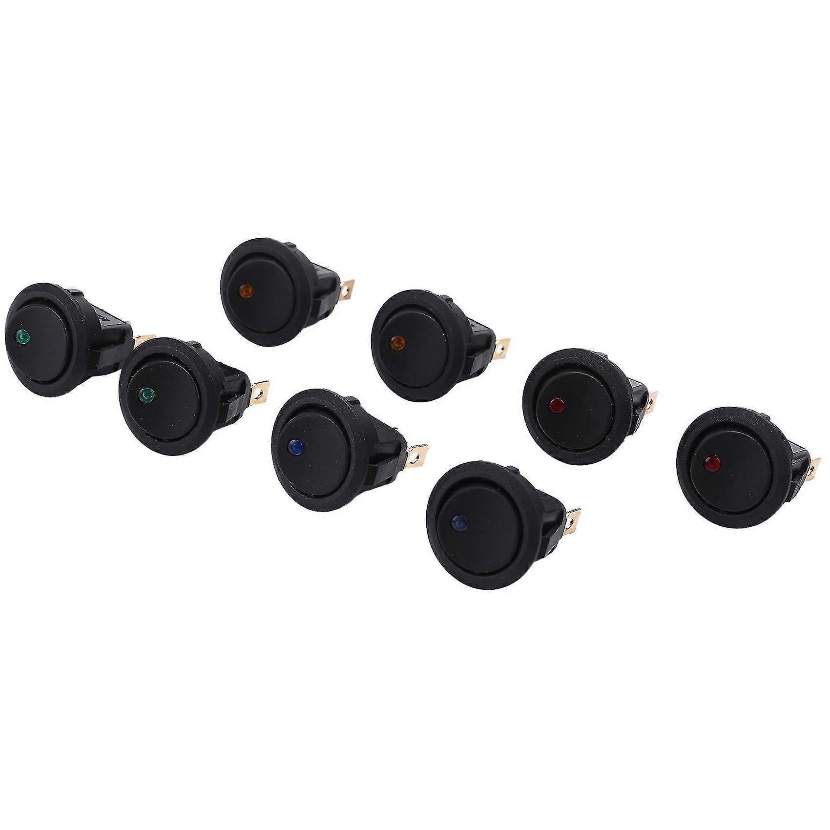 8pcs Led Dot Light 12v Car Auto Boat Round Rocker On/off Toggle Spst Switch
