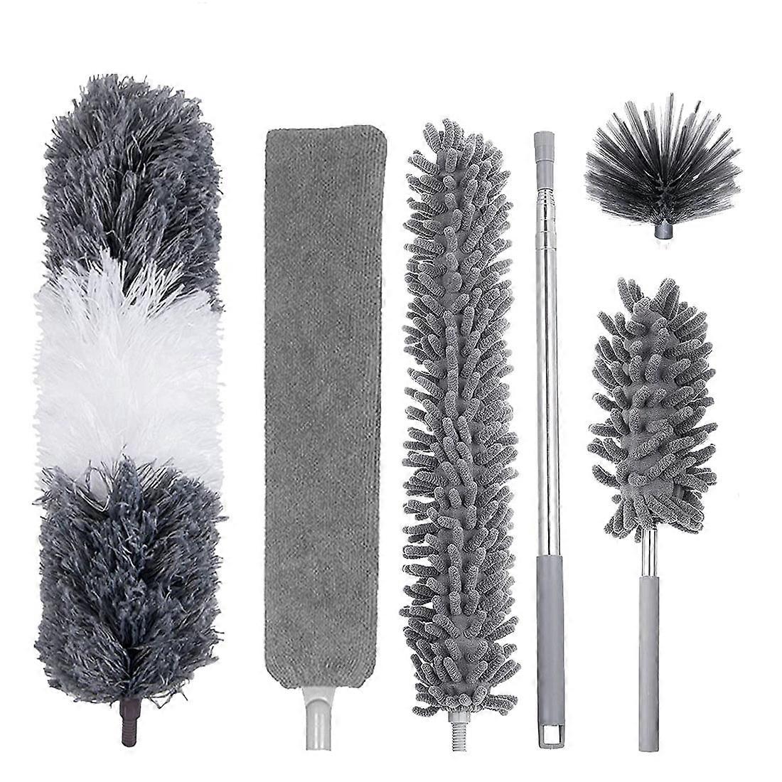6Pcs Duster Cleaning Kit,Extendable Microfiber Feather Duster for Cleaning Dust Cobweb Ceiling Fans