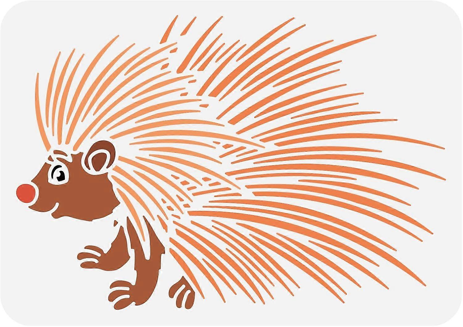 11.7x8.3inch Hedgehog Plastic Drawing Painting Stencils Templates Animal Pattern Rectangle DIY Craft Reusable Stencil for Painting on Scrapbook Fabric