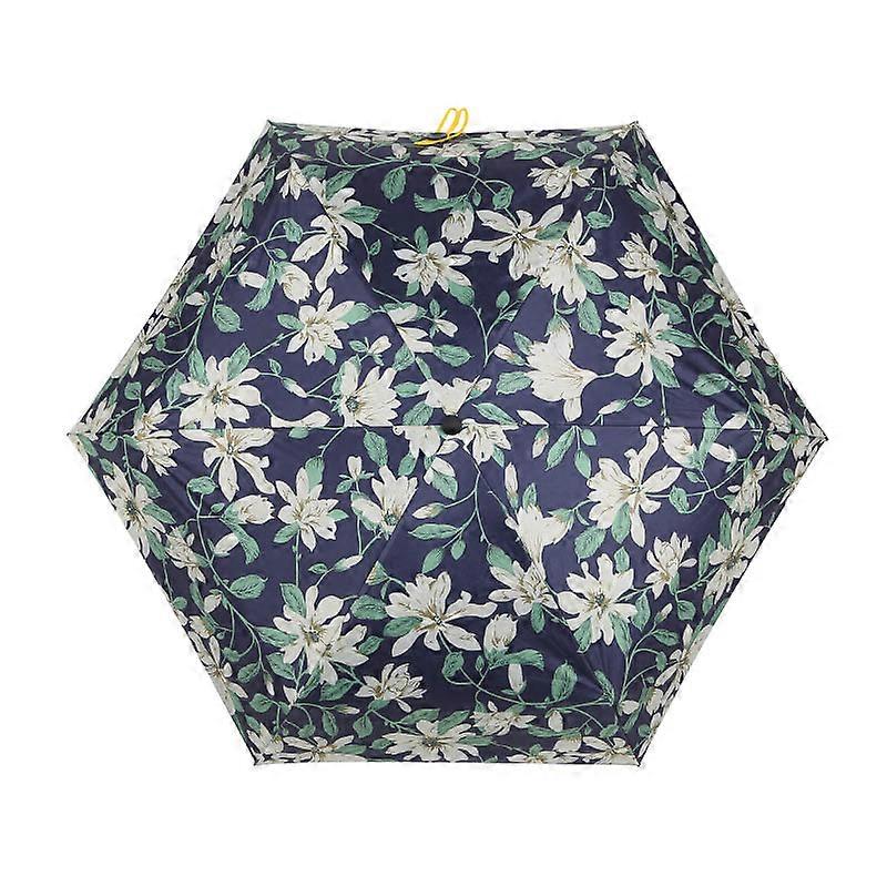 Mini Folding Umbrella 5 Folds Anti-UV Solid Color Parasol for Sunny Rainy