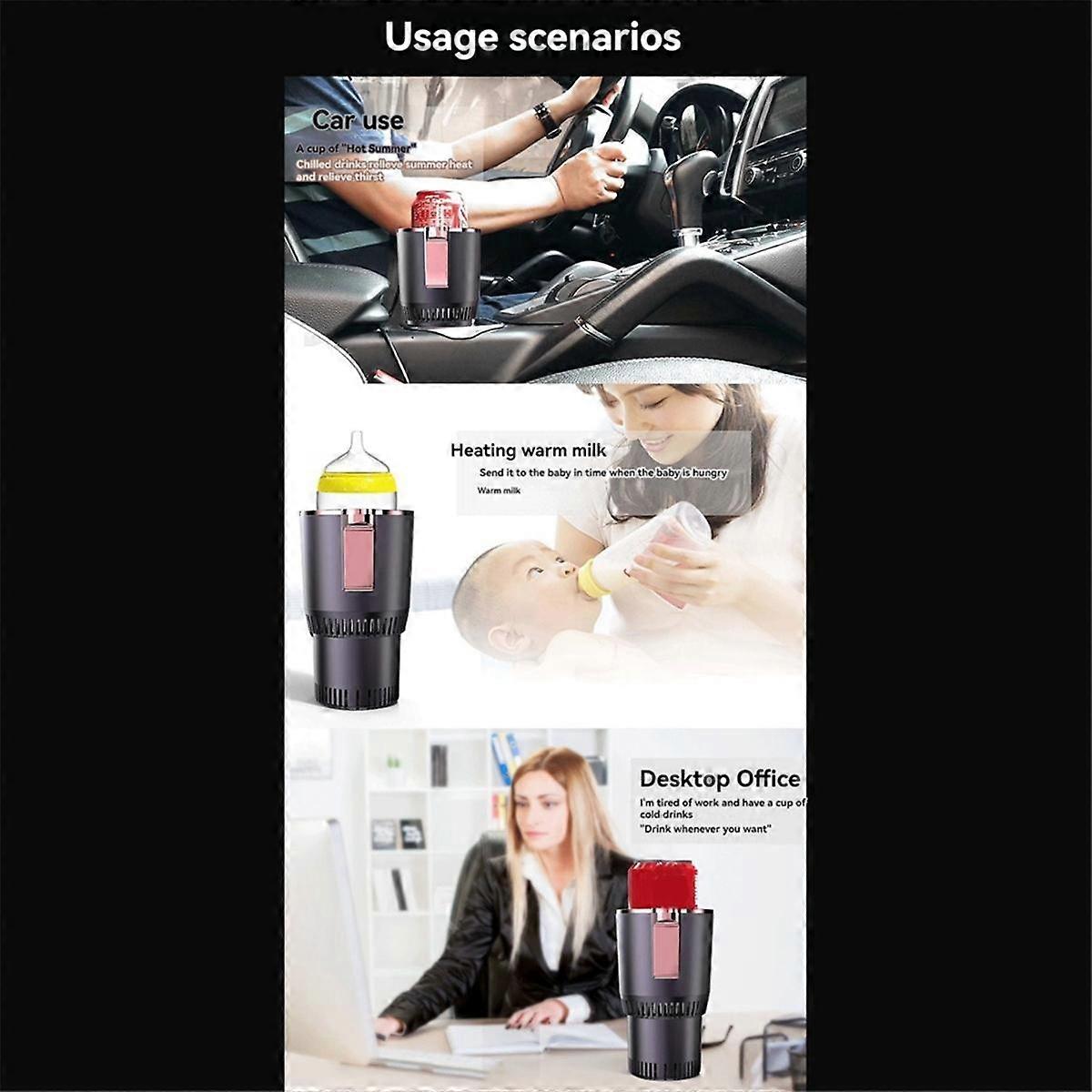 2 in 1 Intelligent Cold & Warm Car Cup with Cooling and Heating Functions Insulation Drink Cooler f