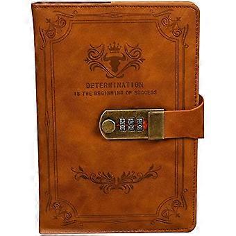 Carnet de Notes avec Serrure à combinaison - Journal Intime avec Cadenas - Cahier Journal Bloc-notes Secret en Cuir PU pour Bureau, Cartes Porte-stylo, Taille 215*150mm Noir