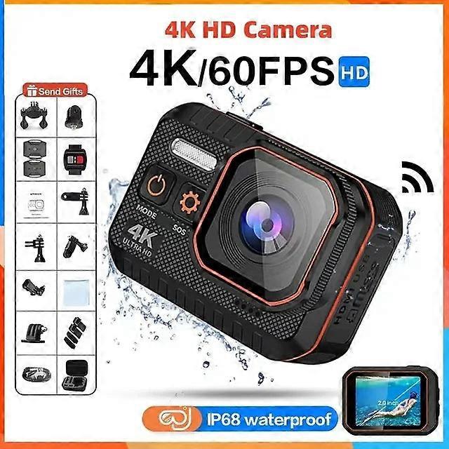 Wifi Action Camera 4k 60fps With Remote Control Screen Waterproof Sport Camcorder Drive Sports Video Recorder Helmet