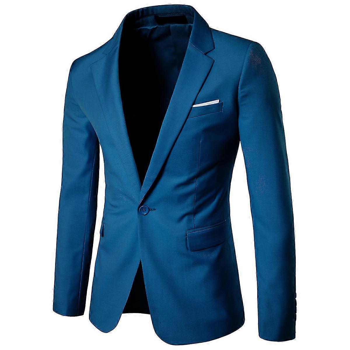VAWAN Mens Slim fit Blazer Business Wedding Solid Color Suit Jacket