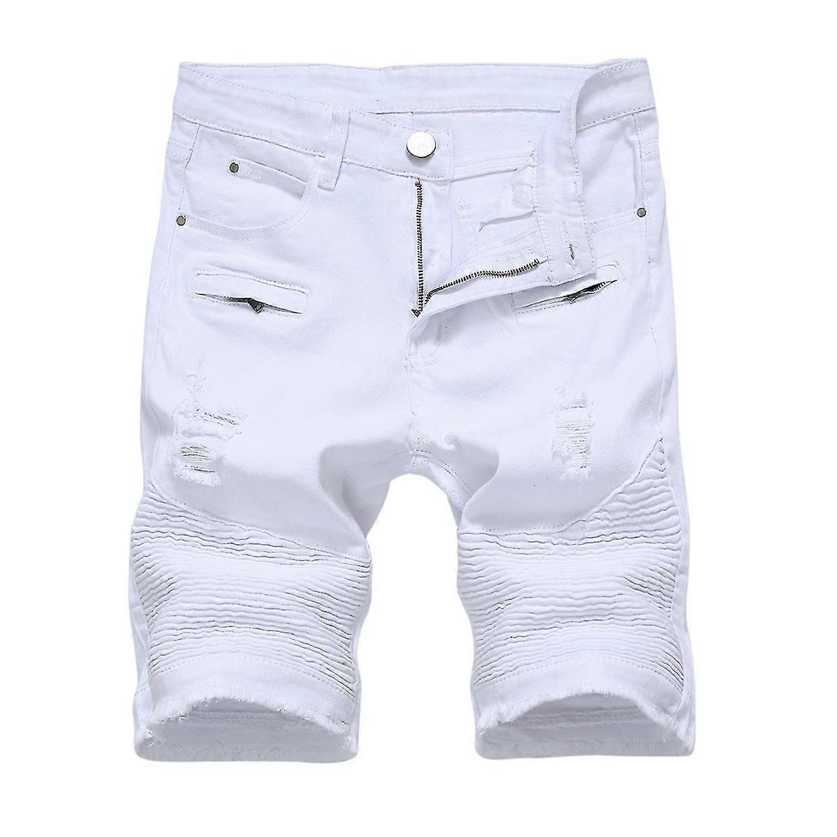 VAWAN Herren Sommer Freizeit Einfarbige Denim-Shorts