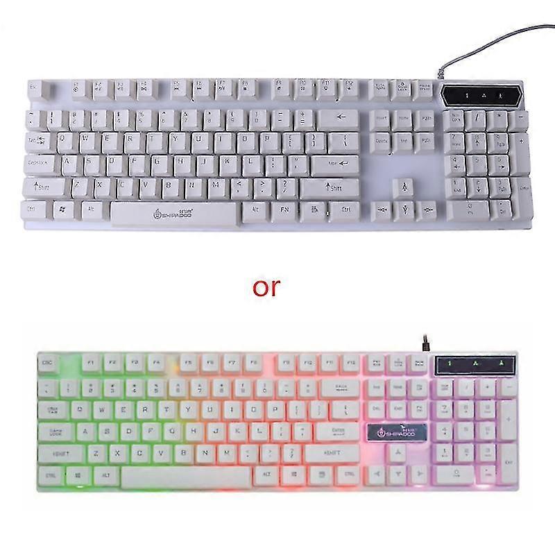 Colorful Backlit Game Rainbow Glow Floating Button Usb External Computer Wired Keyboard