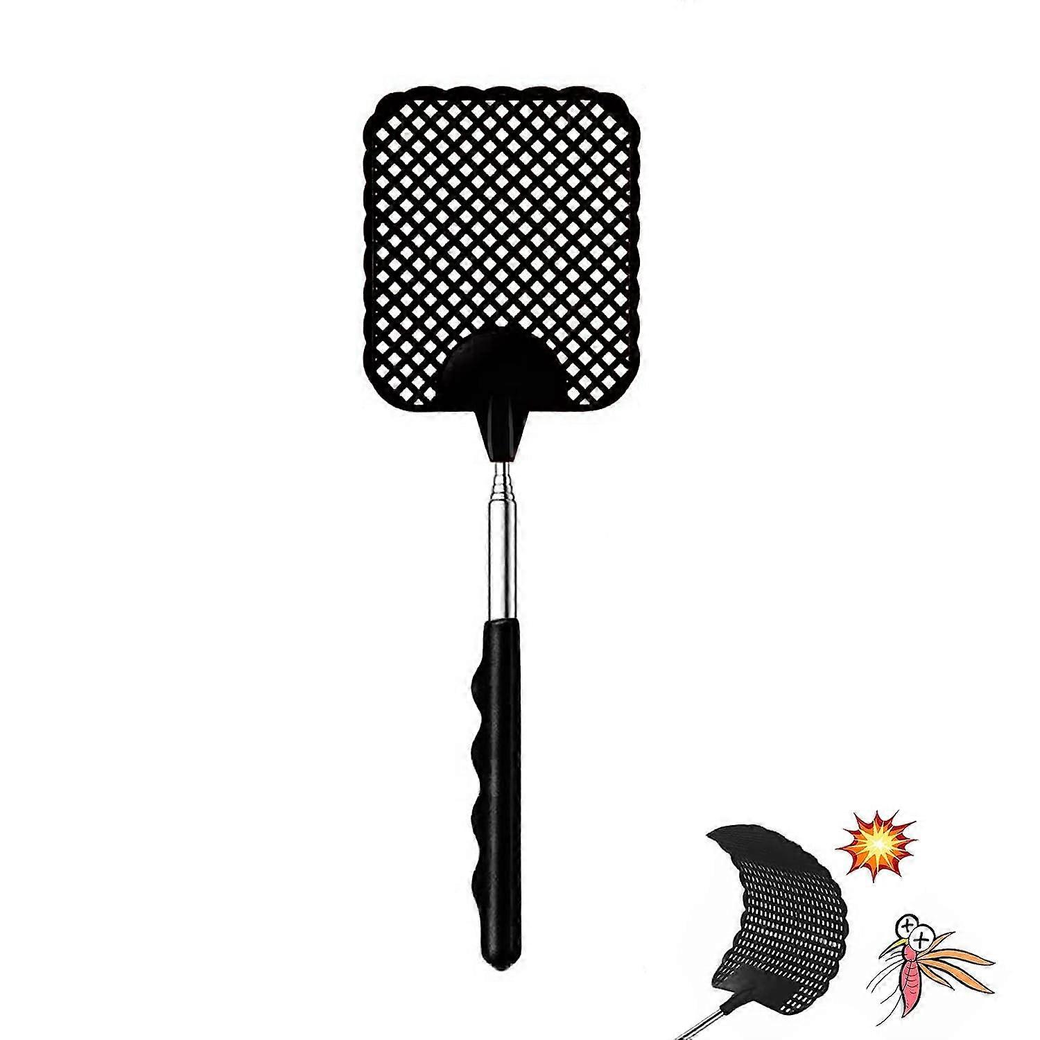 (Black) Extendable Fly Swatter, Manual Pest Control, Manual Pest Control with Durable and Sturdy Telescopic Handle