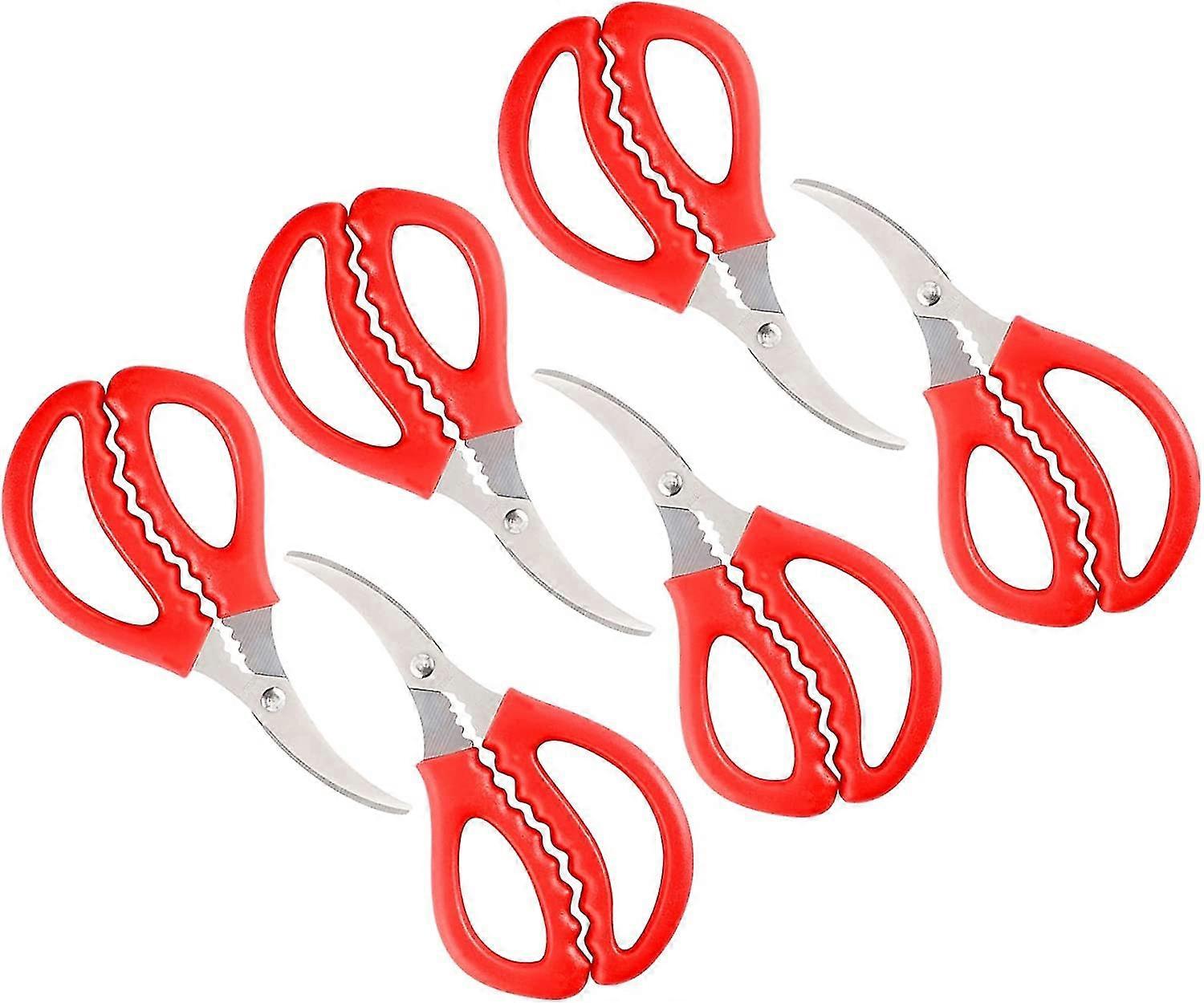 6pcs Seafood Scissors Crab Scissors Lobster Shell Cracker Shrimp Scissors Kitchen Fish Scissors Tools