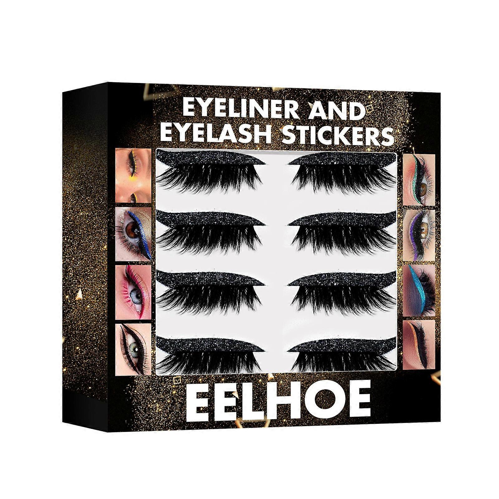 Lashes Glitter Eyeliner Sticker With Eyelashes Invisible Reusable Eye Line Strip Sticker False Eyelashes Self-adhesive Shiny Eyeliner Stickers For Wom