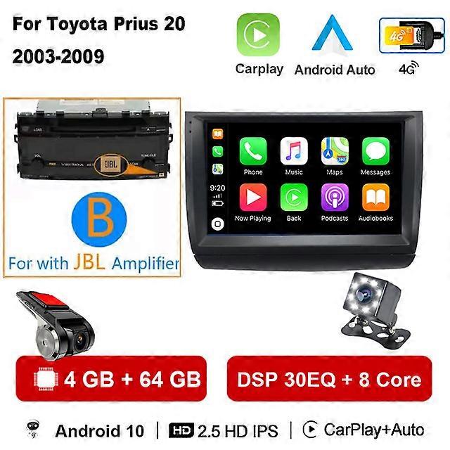 Carplay Autoradio 2 din Android 10 Pentru Toyota Prius 20 2003-2009 Car Radio Multimedia Video Player GPS Navigation Stereo BT HU
